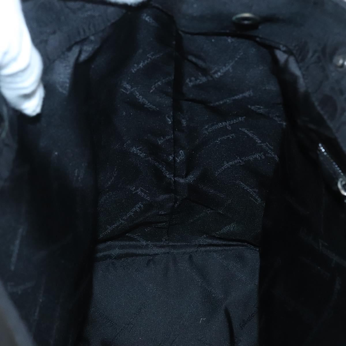 Salvatore Ferragamo Gancini Tote Canvas, BLACK, CANVAS, Tote bag