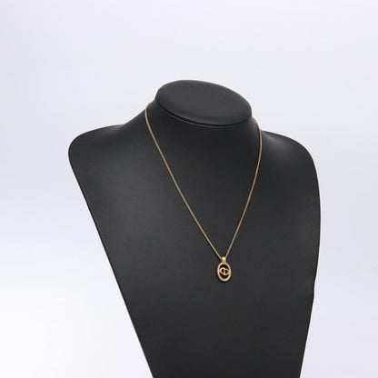 Christian Dior CD Round Pendant Necklace Metal, GOLD, METAL, Necklace