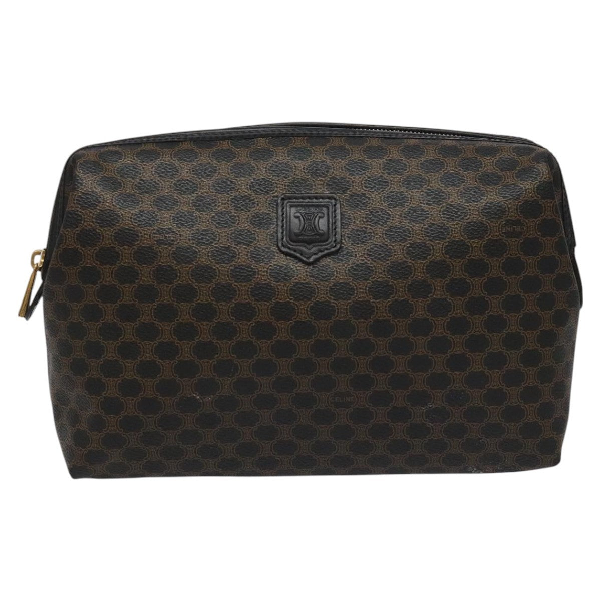 Celine Macadam Pochette Canvas and Leather, BLACK, CANVAS, Clutche & pouche