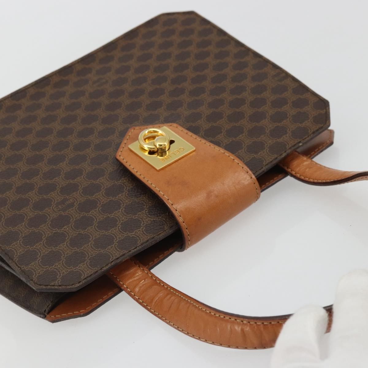 Celine Vintage Macadam Handbag Canvas, Brown, Canvas, Handbag