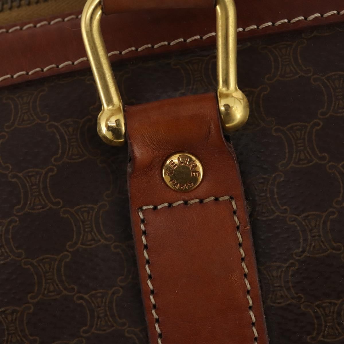 Celine Vintage Macadam Boston bag Canvas and Leather, BROWN, CANVAS, Travel bag