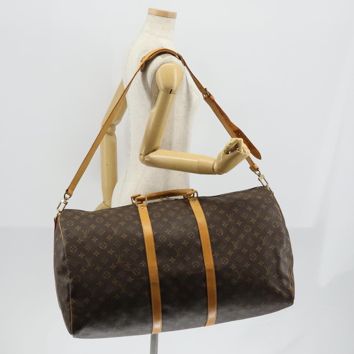 Louis Vuitton Keepall Bandouliere Bag Monogram Canvas, BROWN, CANVAS, Travel bag