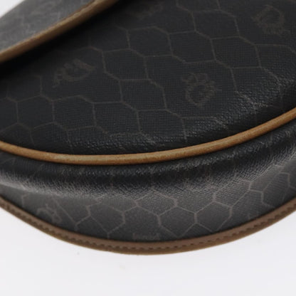 Christian Dior Vintage Honeycomb Flap Crossbody Bag Coated Canvas, BLACK, CANVAS, Crossbody bag