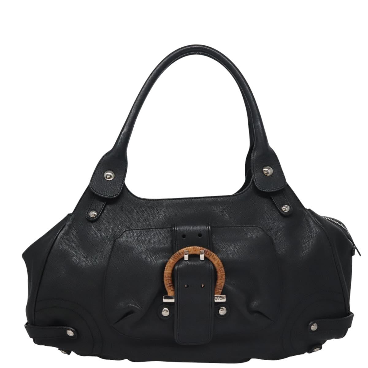 Salvatore Ferragamo Gancini Shoulder Bag Leather, BLACK, LEATHER, Shoulder bag