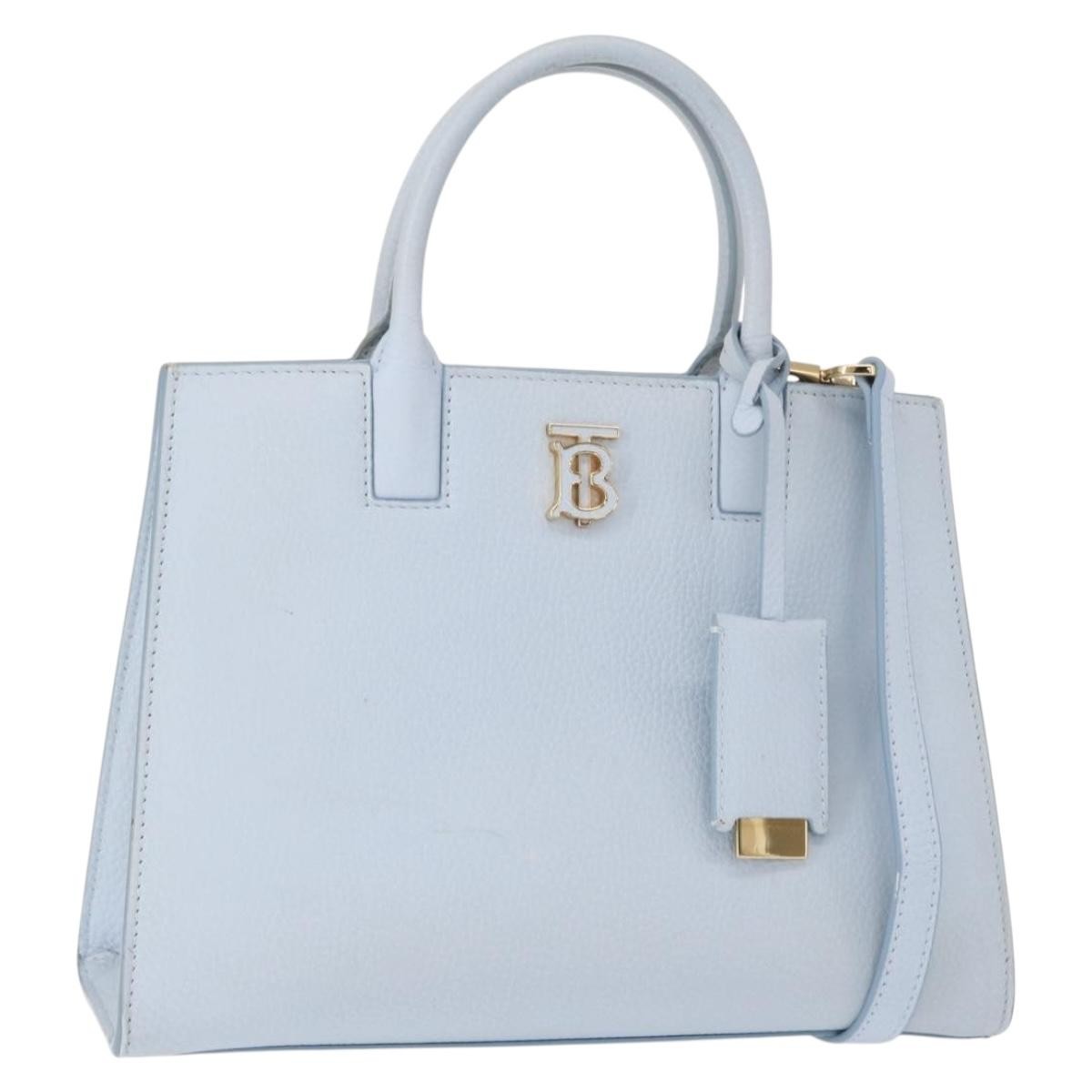 Burberry Frances Tote Leather, BLUE, LEATHER, Handbag
