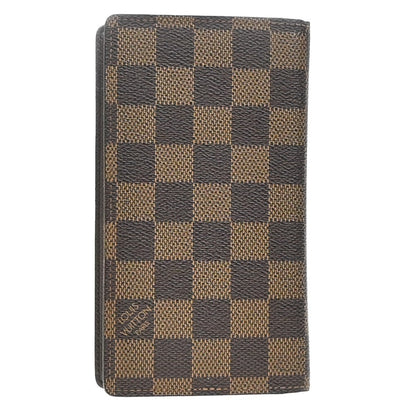 Louis Vuitton Checkbook Cover Damier, BROWN, CANVAS, Wallets