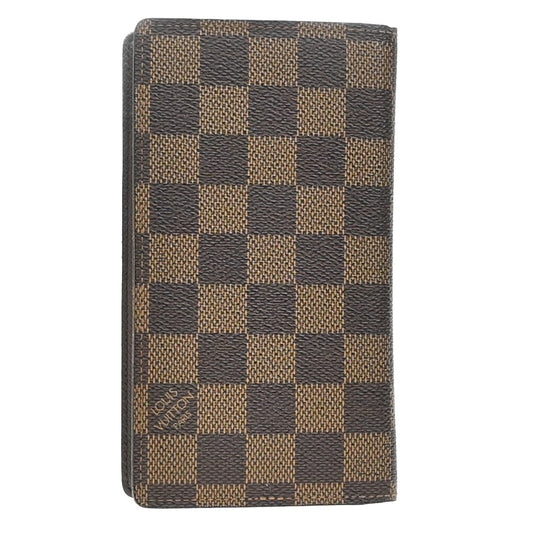 Louis Vuitton Checkbook Cover Damier, BROWN, CANVAS, Wallets