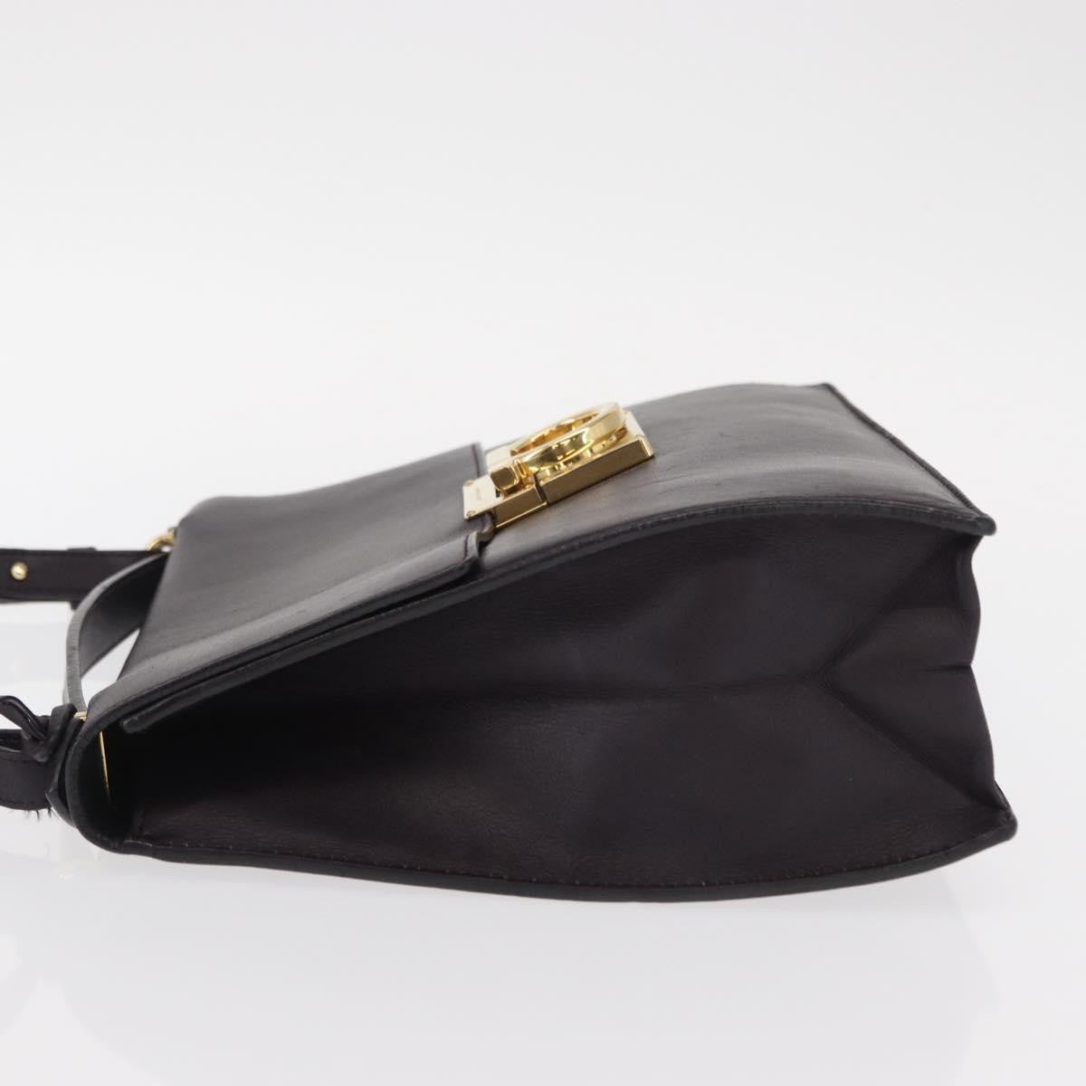 Salvatore Ferragamo Gancini Shoulder Bag Leather, PURPLE, LEATHER, Shoulder bag