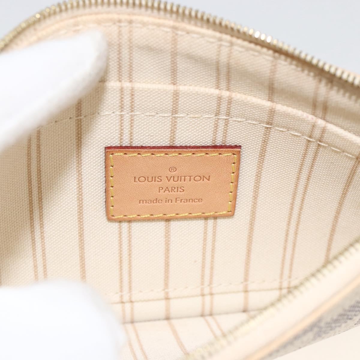 Louis Vuitton Neverfull Pochette Damier, WHITE, CANVAS, Clutche & pouche