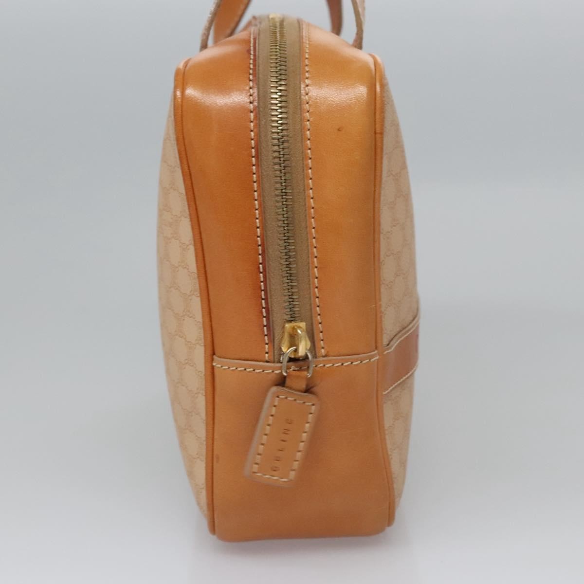 Celine Vintage Macadam Handbag Canvas and Leather, BEIGE, PVC, Handbag