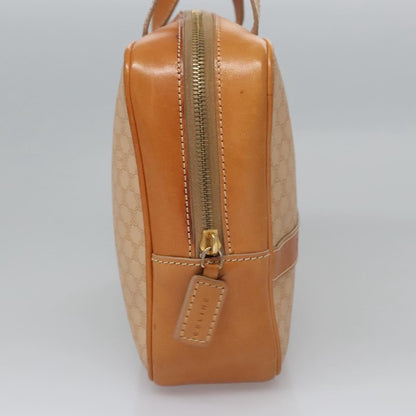 Celine Vintage Macadam Handbag Canvas and Leather, BEIGE, PVC, Handbag