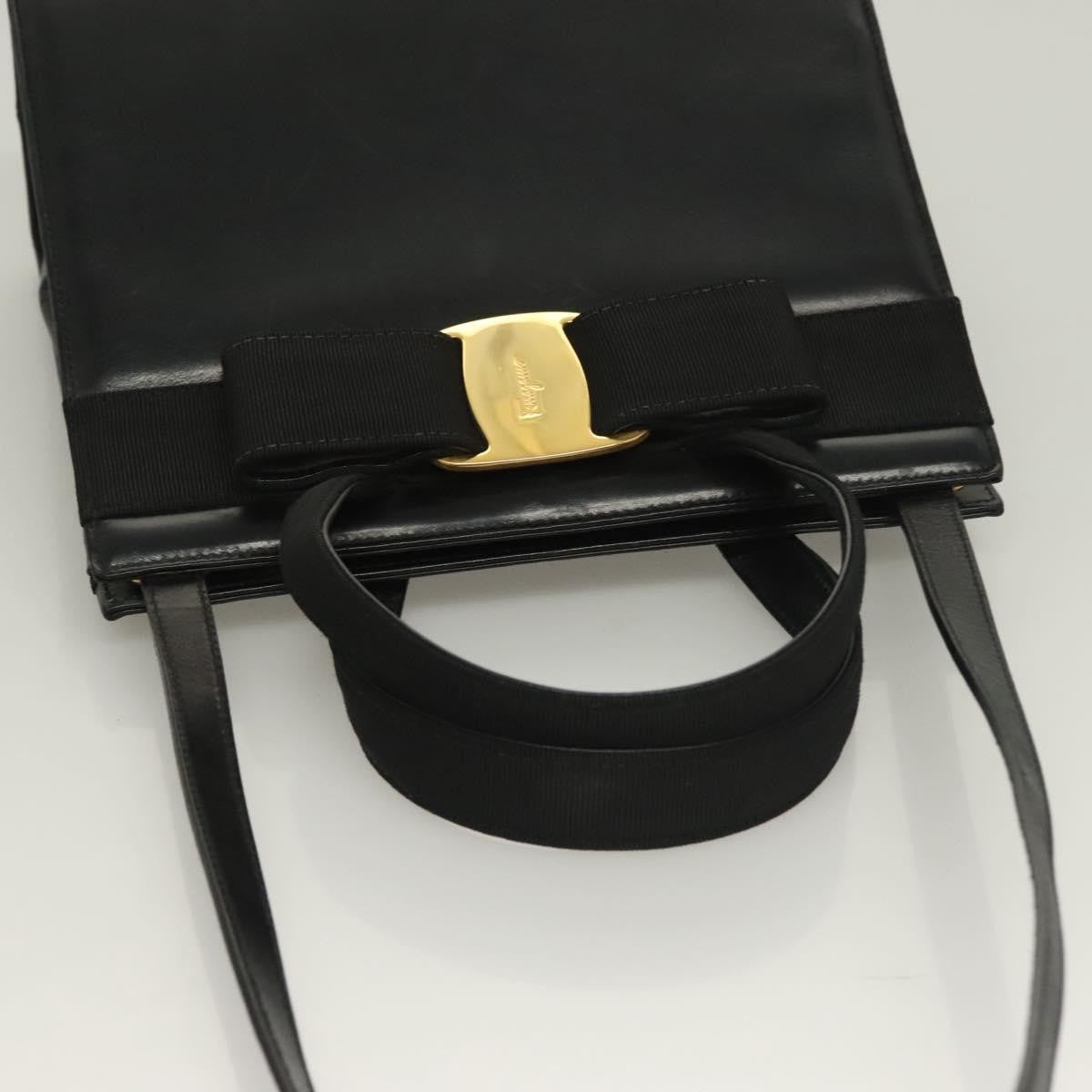 Salvatore Ferragamo Convertible Vara Bow Tote Leather, BLACK, LEATHER, Handbag