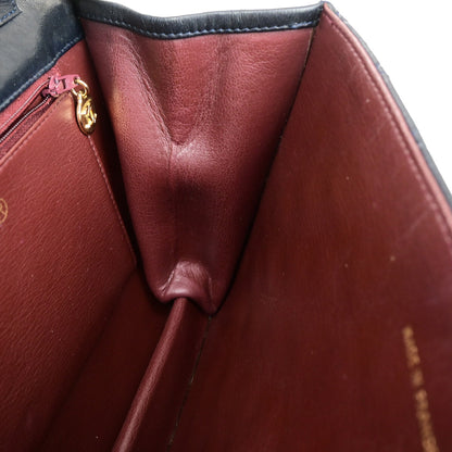 Chanel Vintage Chain Flap Bag Quilted Leather, NAVY, LEATHER, Shoulder bag