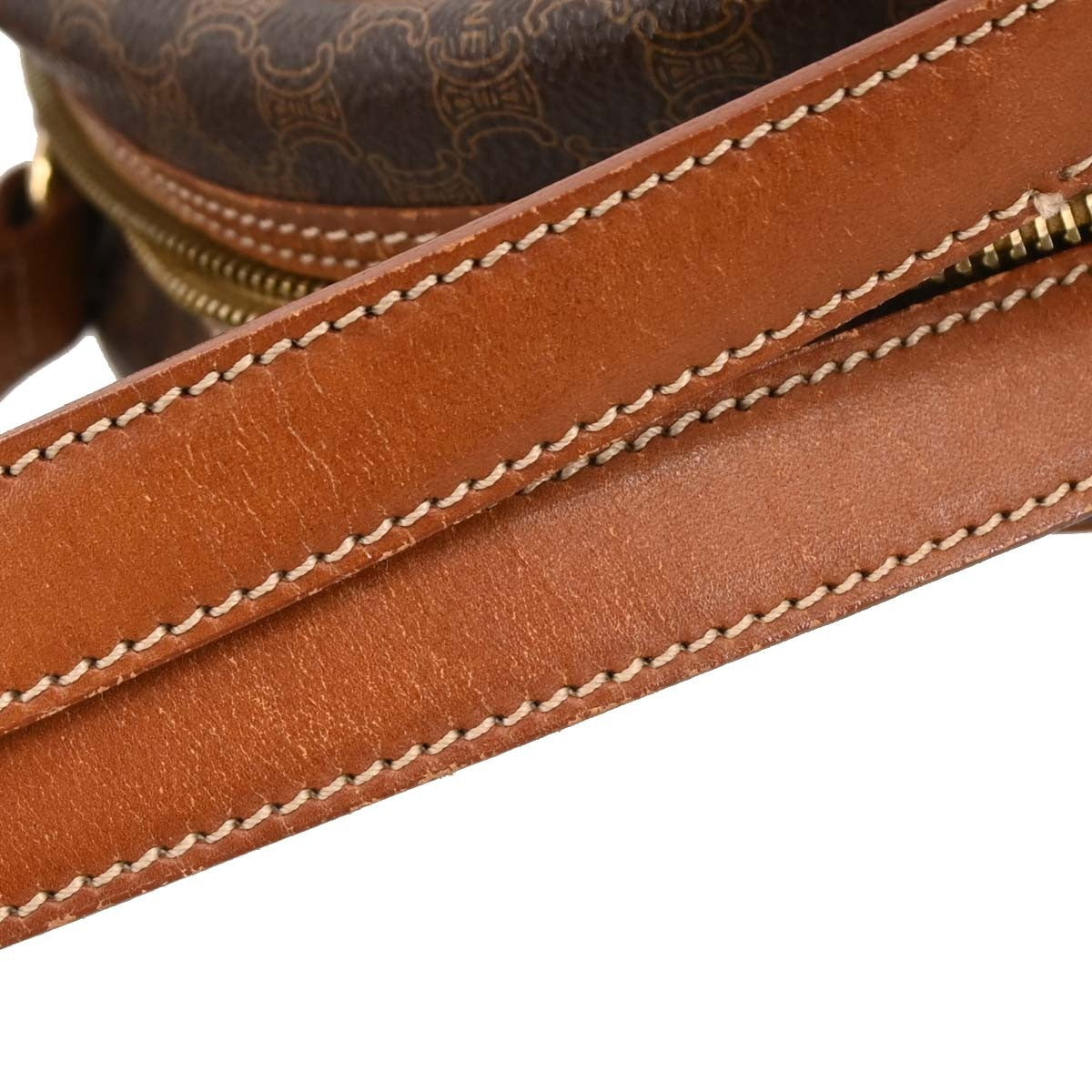 Celine Vintage Macadam Handbag Canvas, BROWN, PVC, Handbag