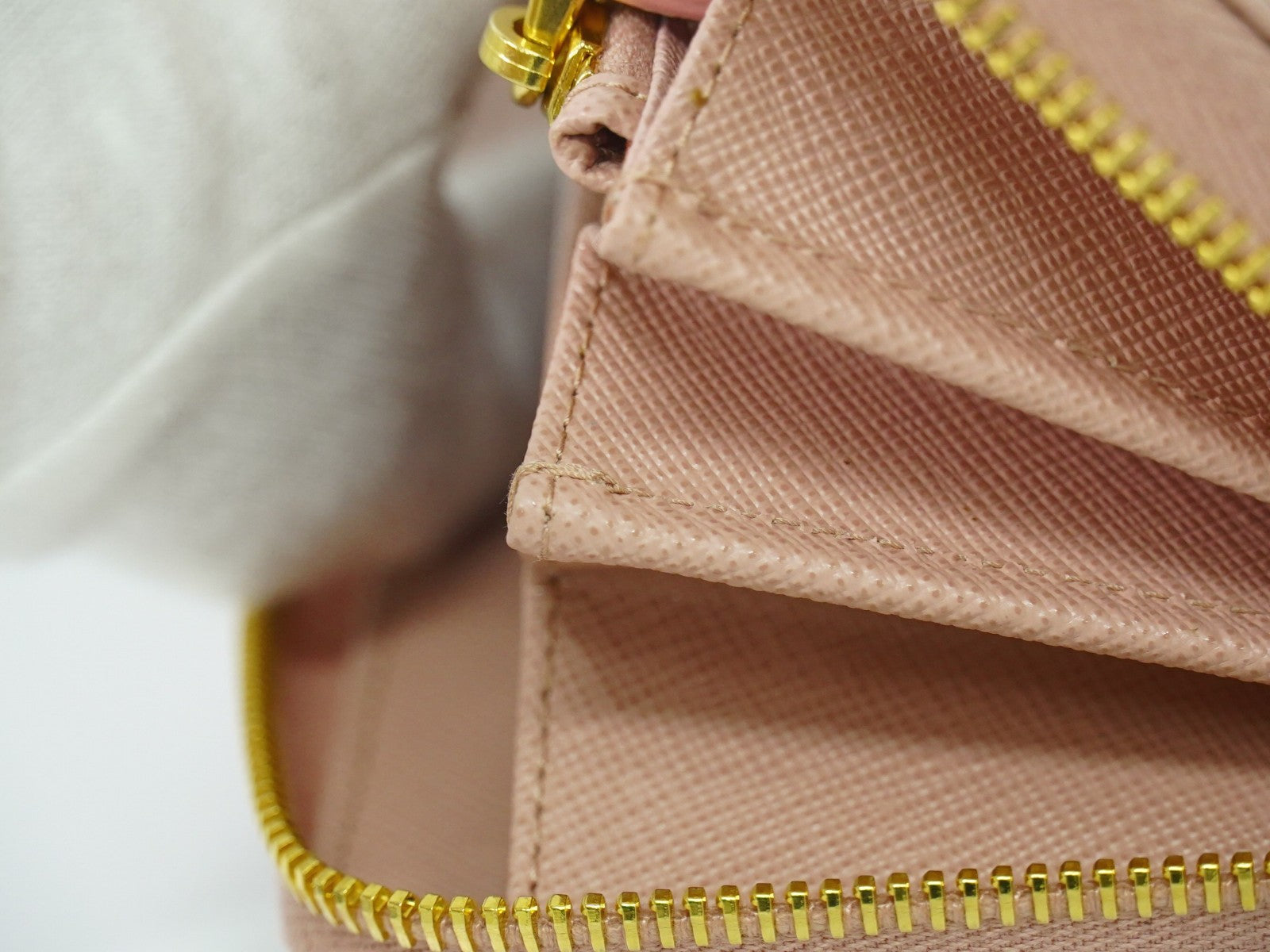 Prada Bow Zip Around Wallet Saffiano Leather, PINK, LEATHER, Wallets