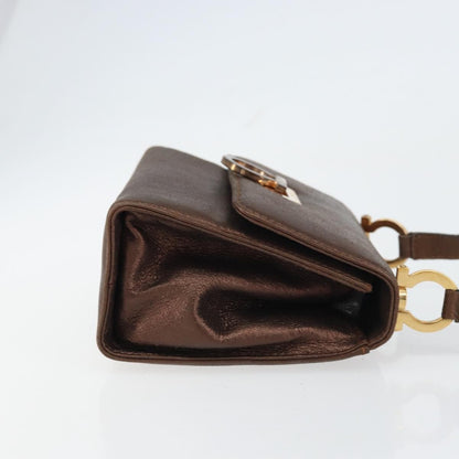 Salvatore Ferragamo Gancini Shoulder Bag Leather, GOLD, LEATHER, Shoulder bag