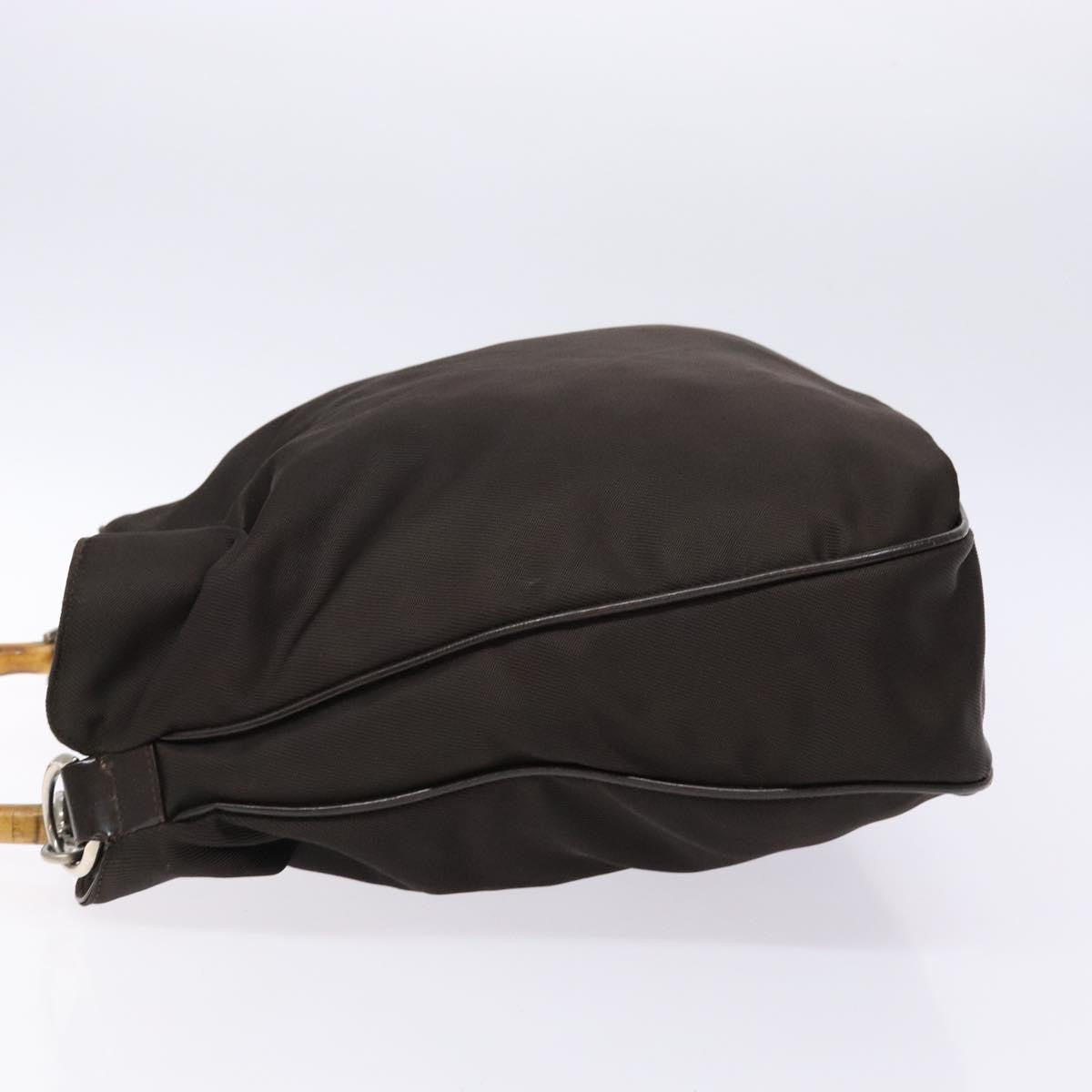 Gucci Vintage Bamboo Shoulder Bag Nylon, BROWN, NYLON, Shoulder bag