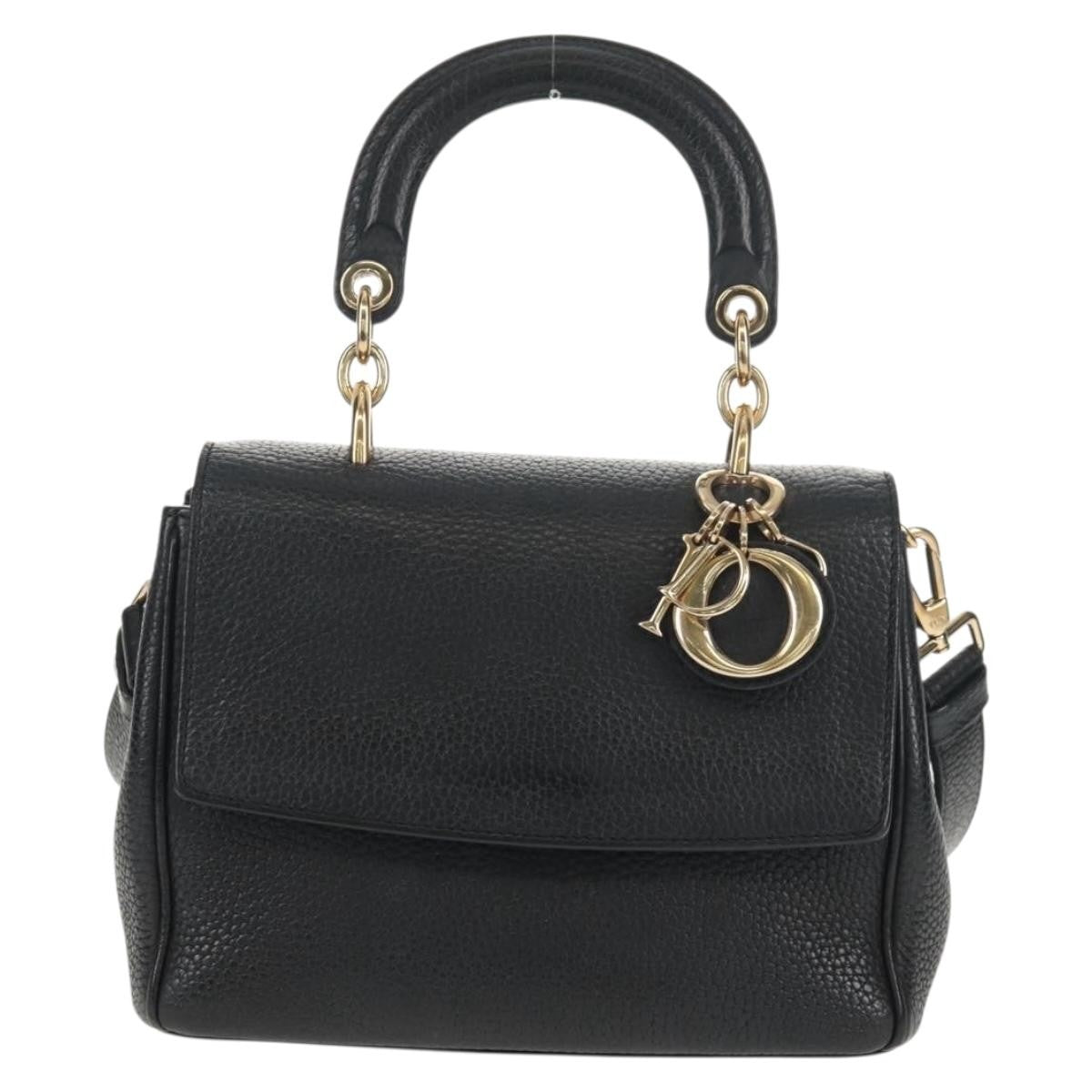 Christian Dior Lady Dior Bag Leather, BLACK, LEATHER, Handbag