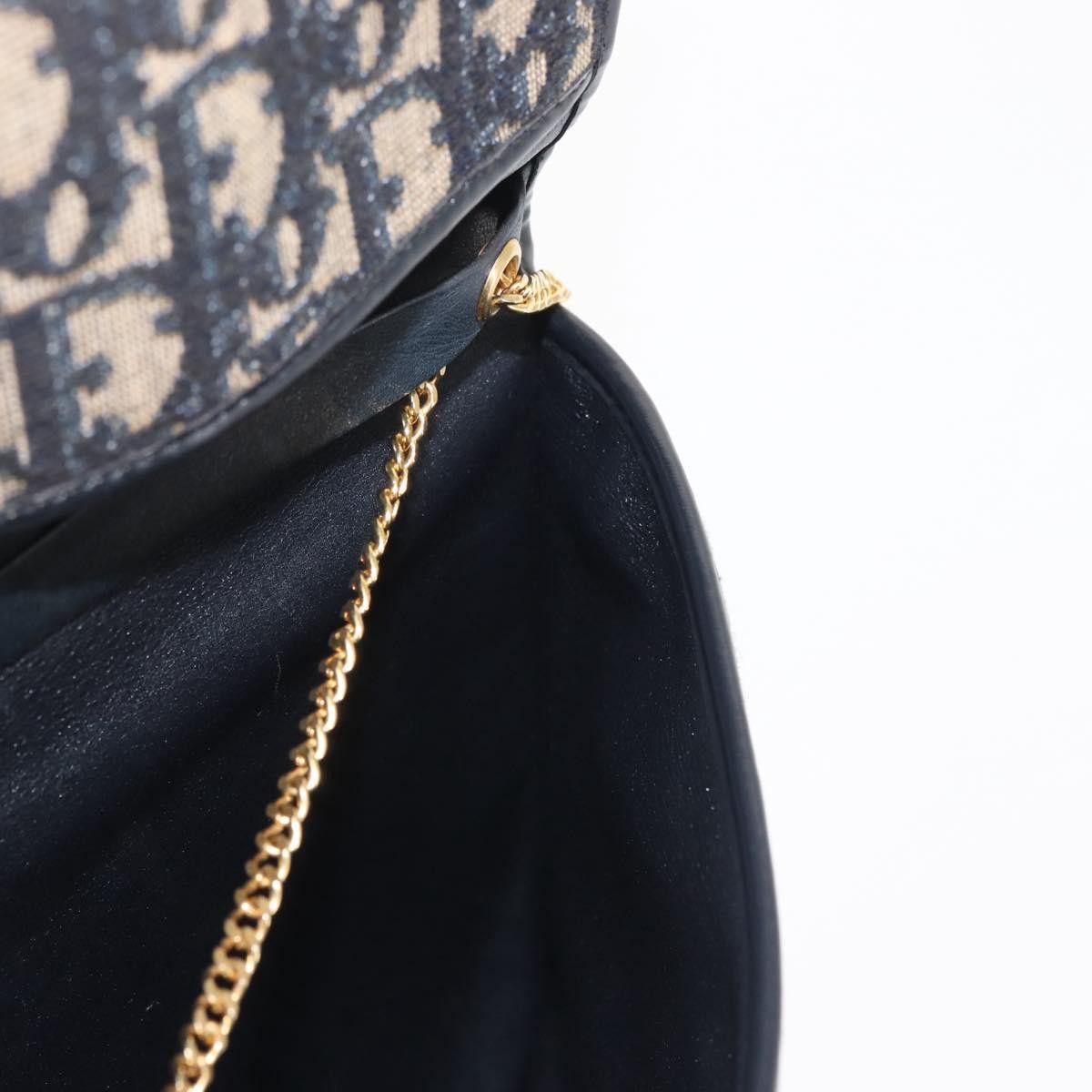 Christian Dior Vintage Trotter Flap Shoulder Bag Canvas, NAVY, CANVAS, Shoulder bag