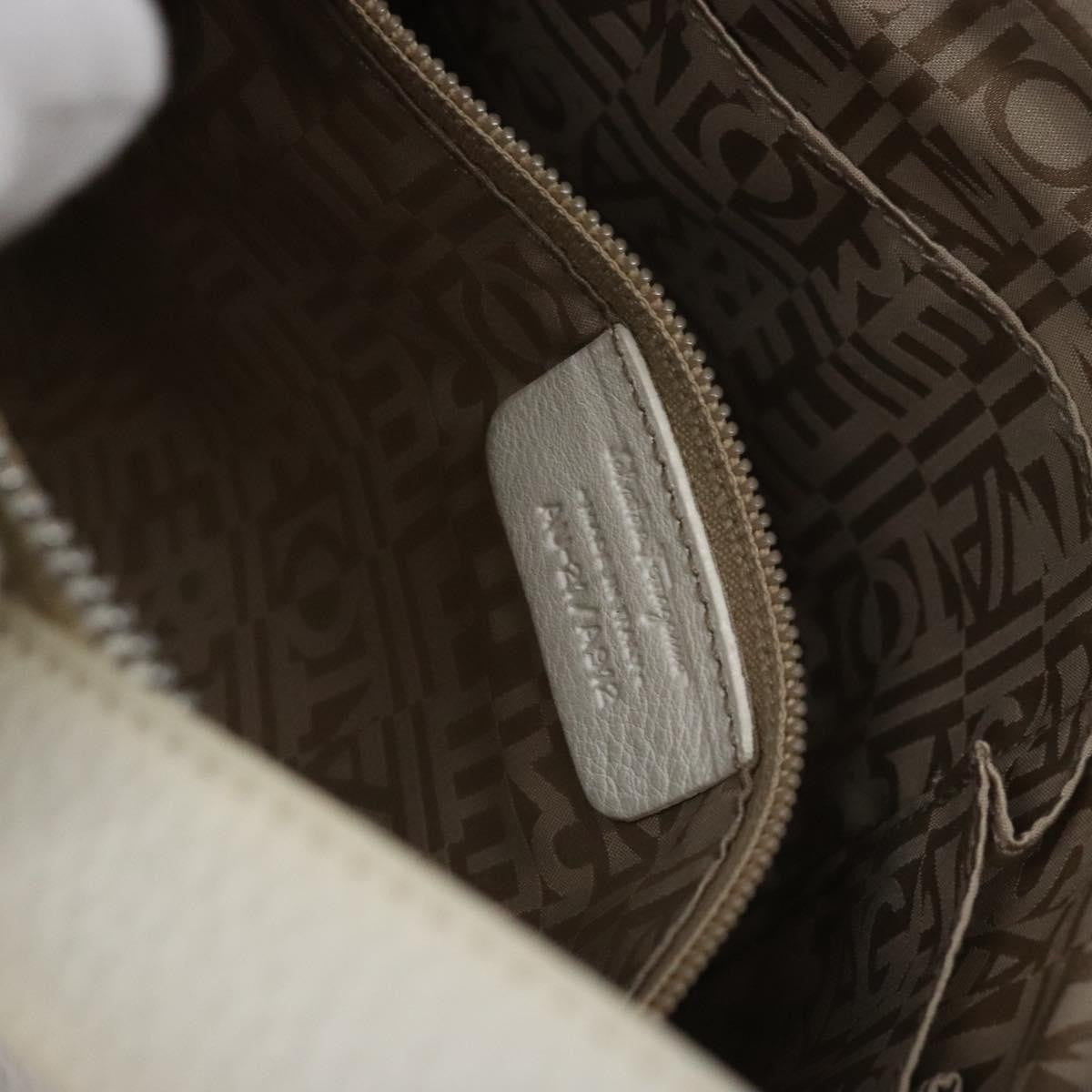 Salvatore Ferragamo Gancini Shoulder Bag Leather, WHITE, LEATHER, Shoulder bag