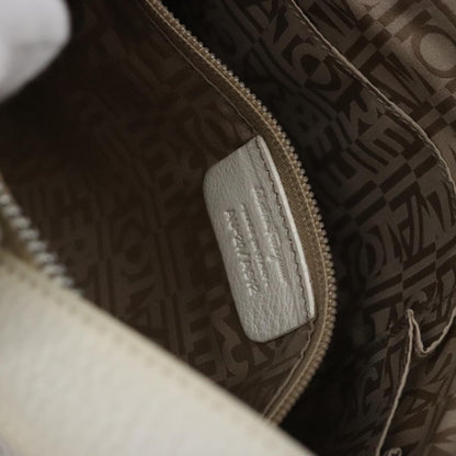 Salvatore Ferragamo Gancini Shoulder Bag Leather, WHITE, LEATHER, Shoulder bag