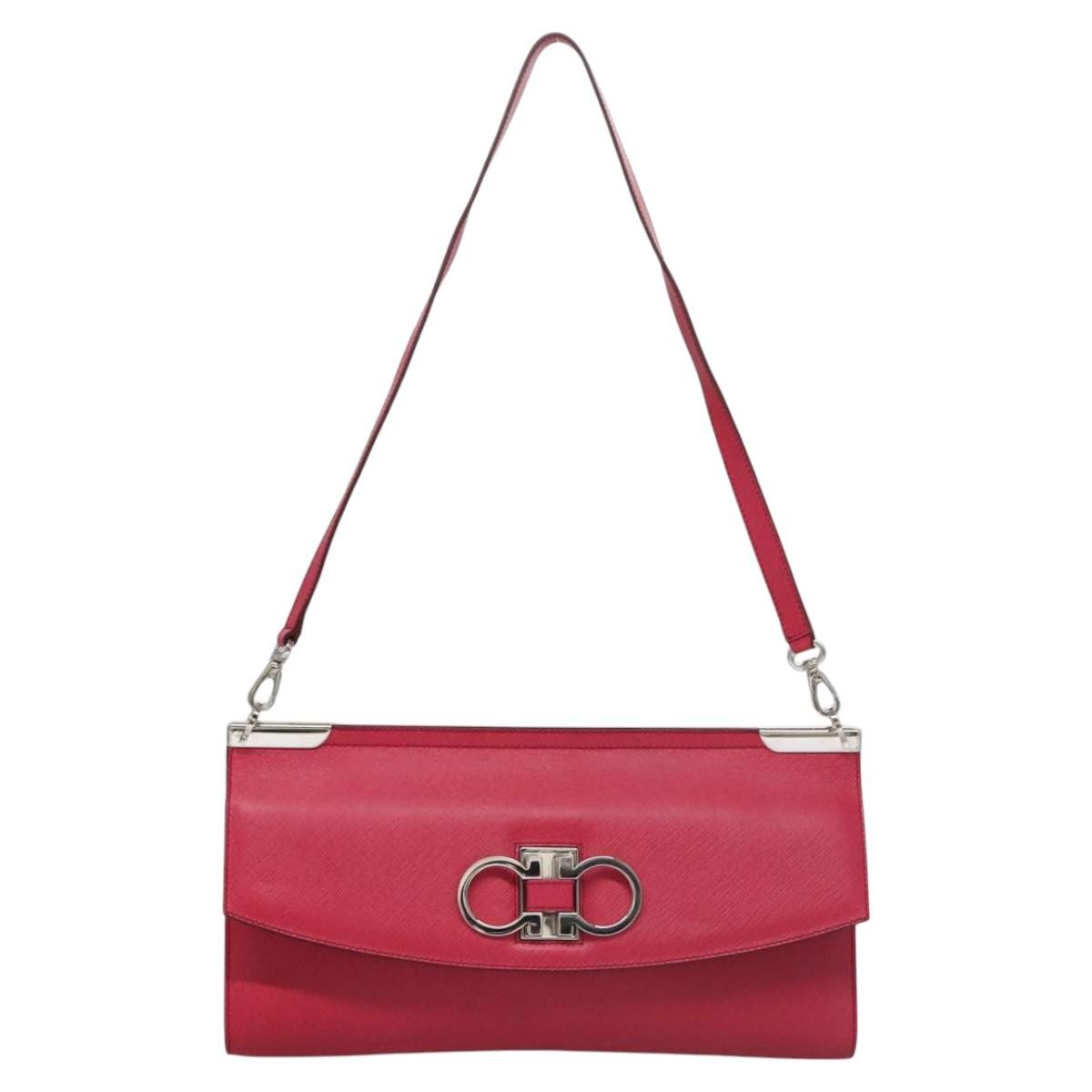 Salvatore Ferragamo Gancini Shoulder Bag Leather, PINK, LEATHER, Shoulder bag