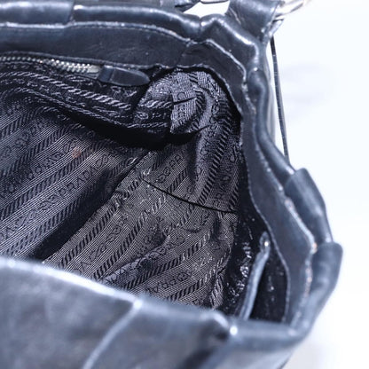 Prada Pushlock Shoulder Bag Leather, BLACK, LEATHER, Shoulder bag