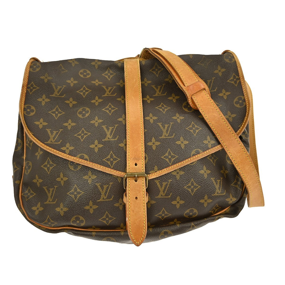 Louis Vuitton Saumur Handbag Monogram Canvas, BROWN, CANVAS, Shoulder bag