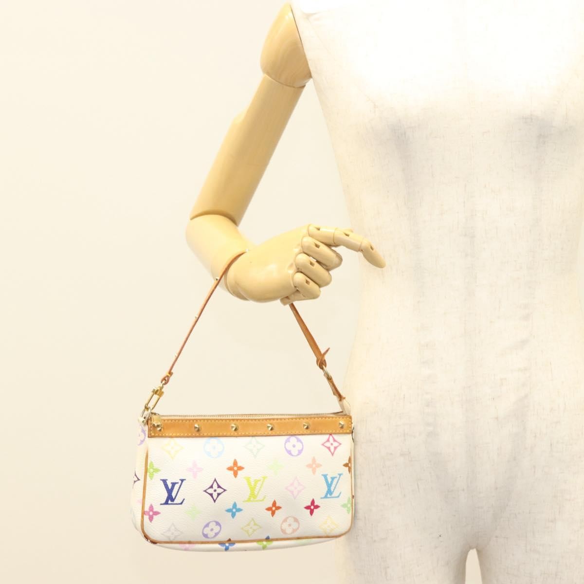 Louis Vuitton Pochette Accessoires Monogram Multicolor, WHITE, CANVAS, Clutche & pouche