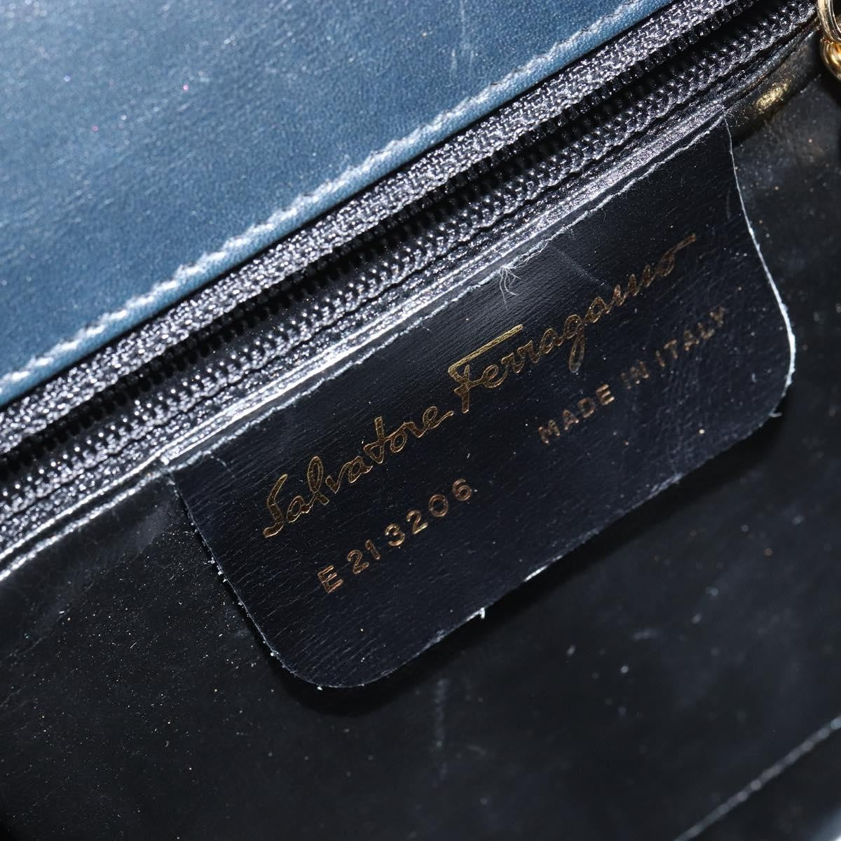 Salvatore Ferragamo Gancini Shoulder Bag Leather, NAVY, LEATHER, Shoulder bag