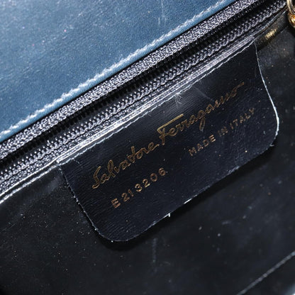 Salvatore Ferragamo Gancini Shoulder Bag Leather, NAVY, LEATHER, Shoulder bag