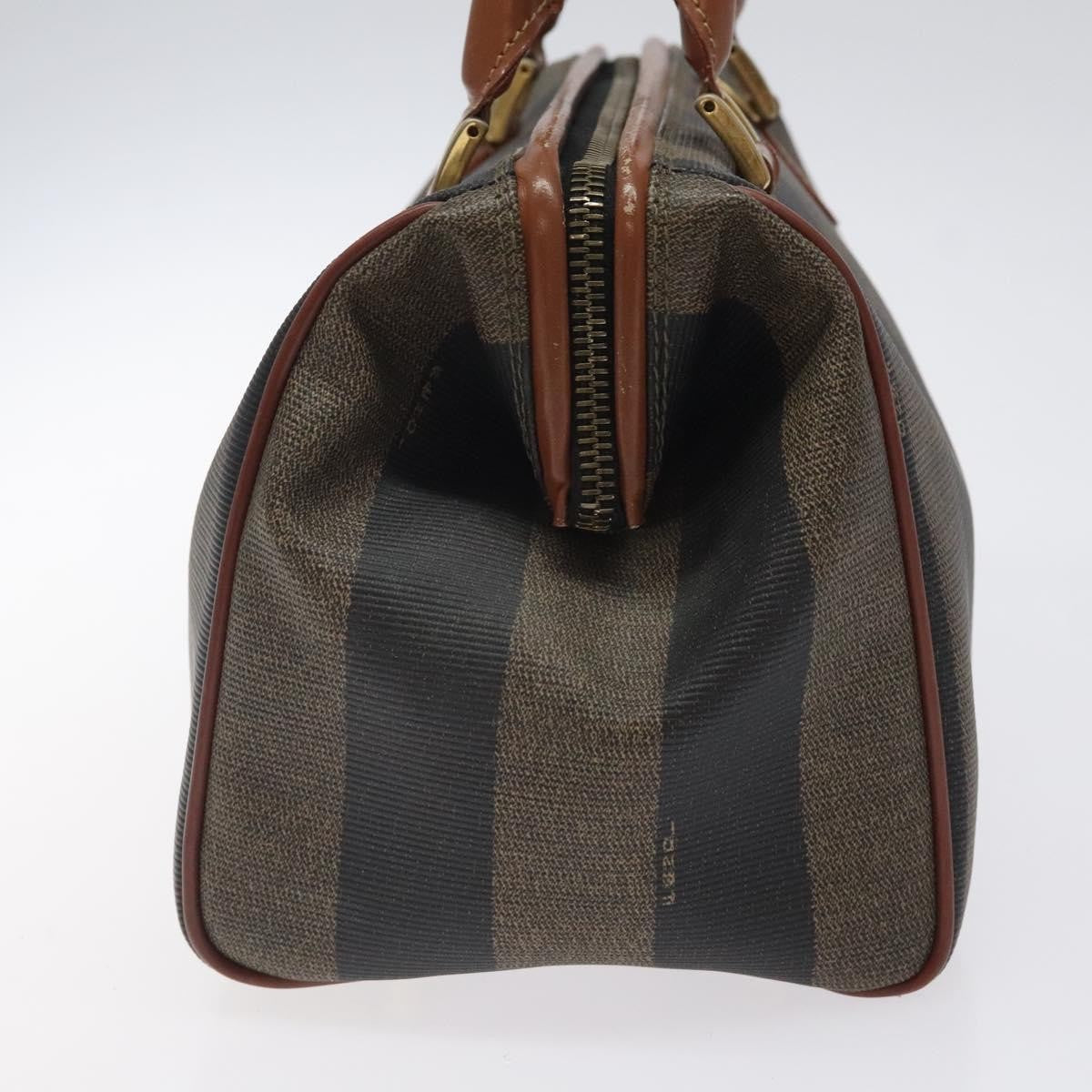 Fendi Vintage Pequin Boston Bag Coated Canvas, BROWN, CANVAS, Handbag