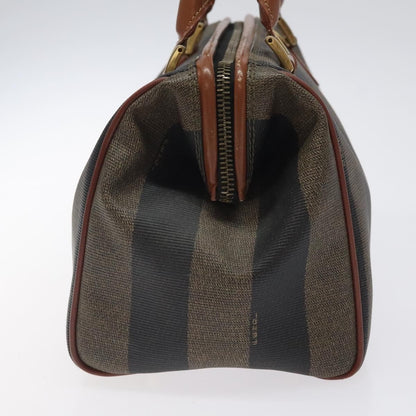 Fendi Vintage Pequin Boston Bag Coated Canvas, BROWN, CANVAS, Handbag