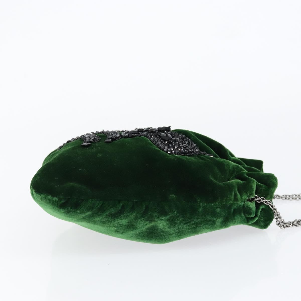 Prada Beads Pouch Velvet, GREEN, VELVET, Clutche & pouche