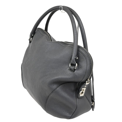 Salvatore Ferragamo Gancini handbag Leather, GRAY, LEATHER, Handbag