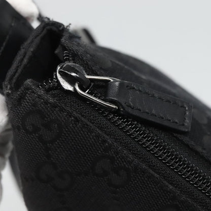 Gucci Zip Messenger Bag GG Canvas with Perforated Leather, BLACK, CANVAS, Shoulder bag