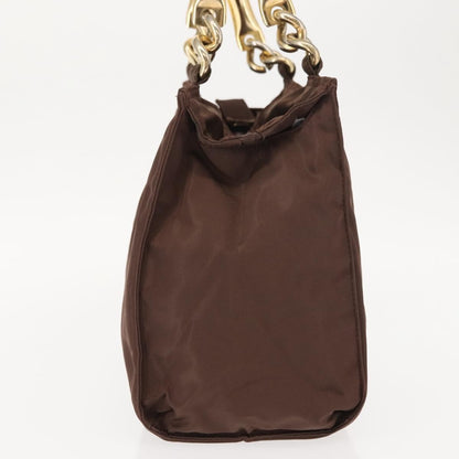 Prada Metal Handles Tote Tessuto, BROWN, NYLON, Handbag