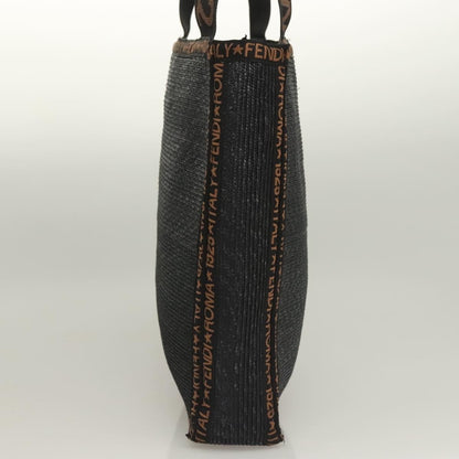 Fendi Zucca Tote bag Straw, BLACK, WOOD, Tote bag