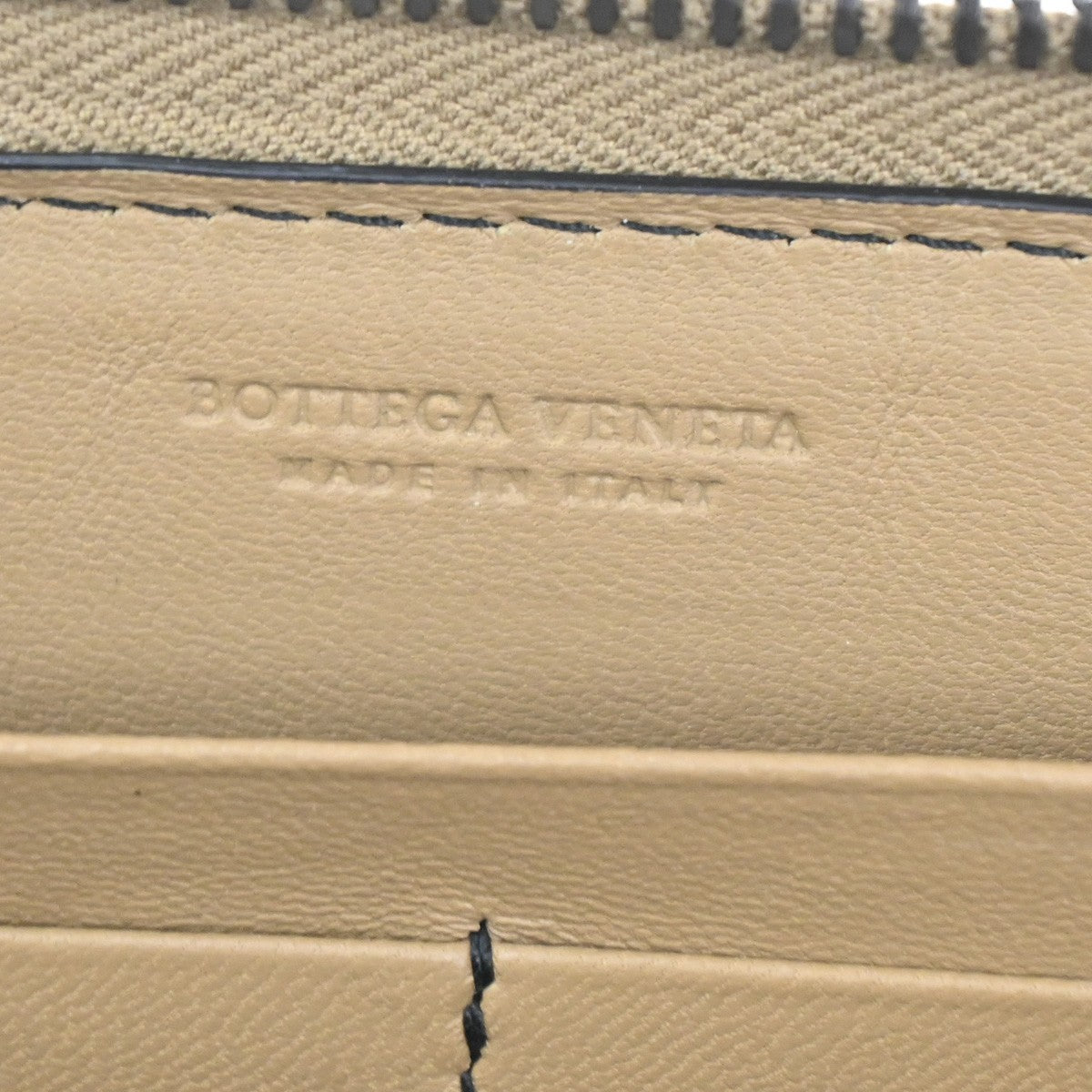 Bottega Veneta Intrecciato Long Zip  Wallet Leather, Brown, Leather, Wallet