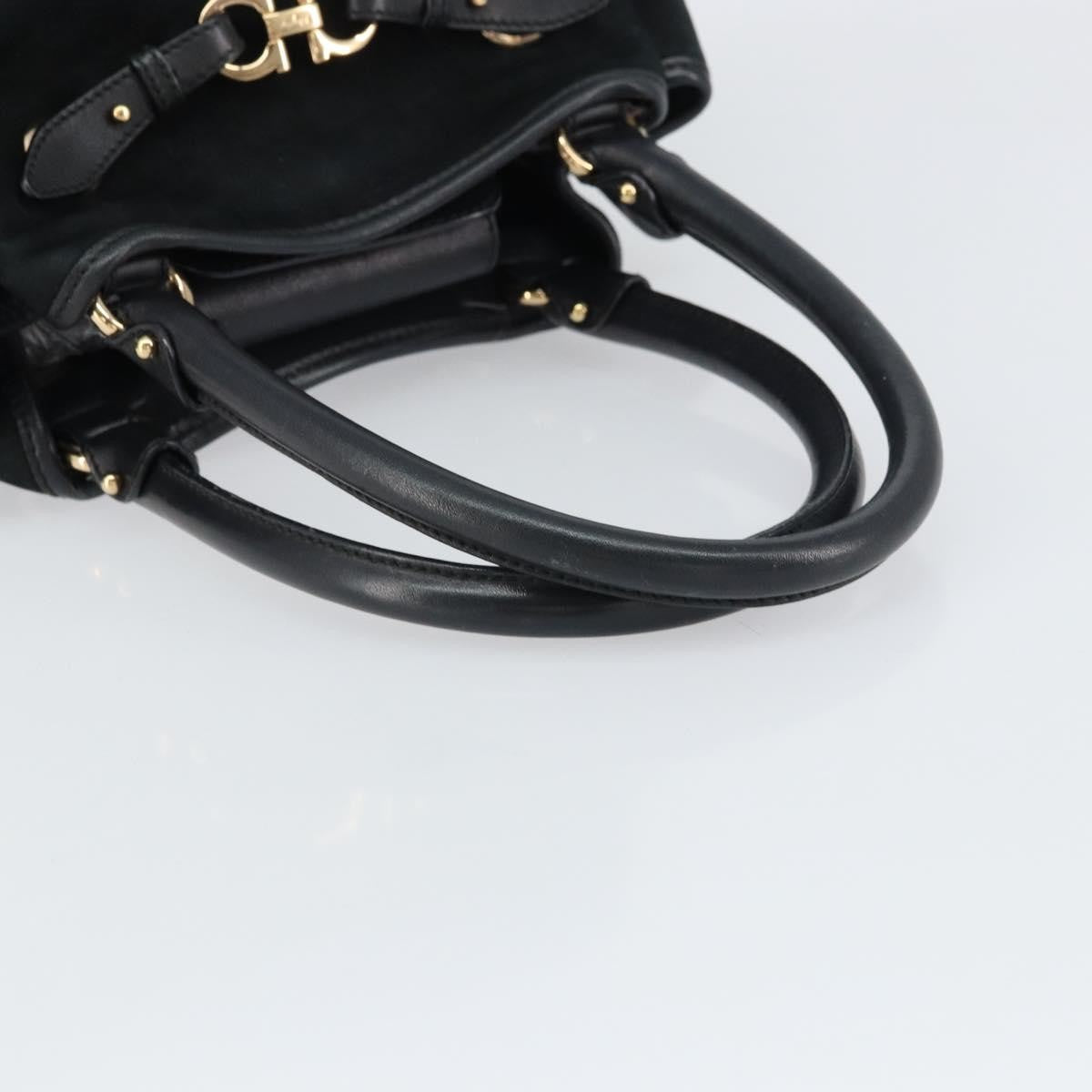 Salvatore Ferragamo Gancini Tote Suede, BLACK, SUEDE, Tote bag
