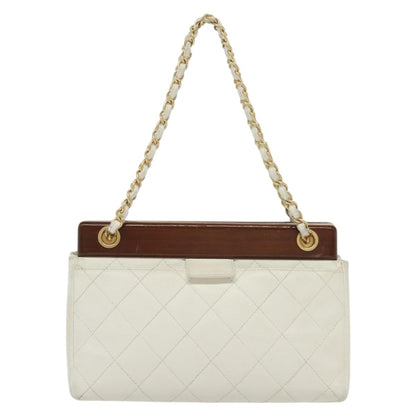 Chanel Vintage Wood Chain CC Tote Leather, RED, LEATHER, Shoulder bag