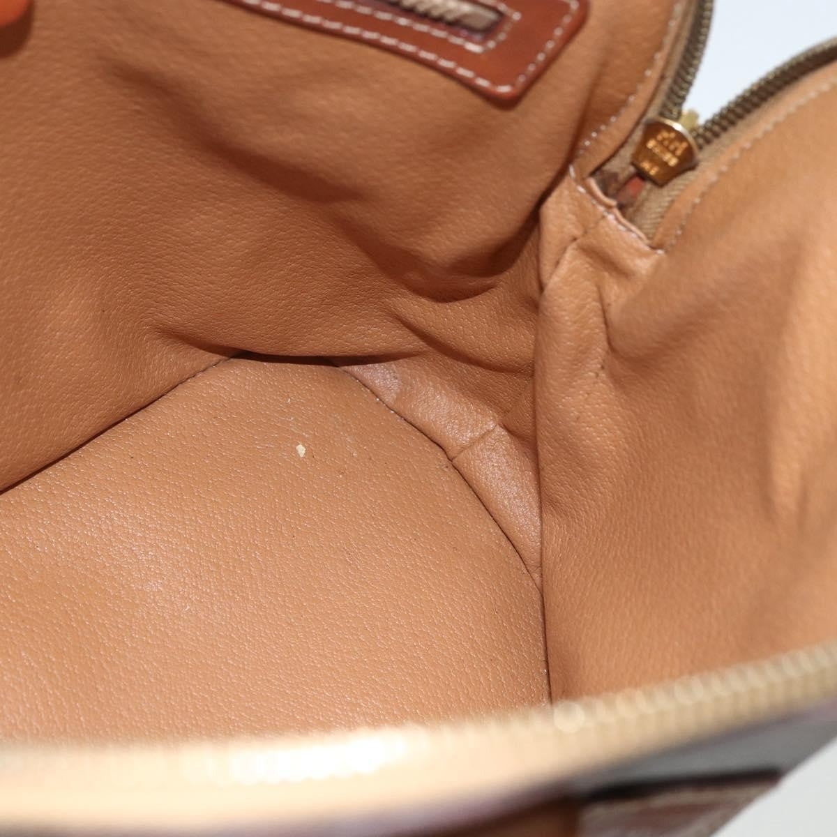 Celine Vintage Macadam Handbag Canvas and Leather, BROWN, CANVAS, Handbag