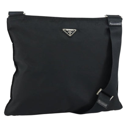 Prada Flat Messenger Bag Tessuto, BLACK, NYLON, Shoulder bag