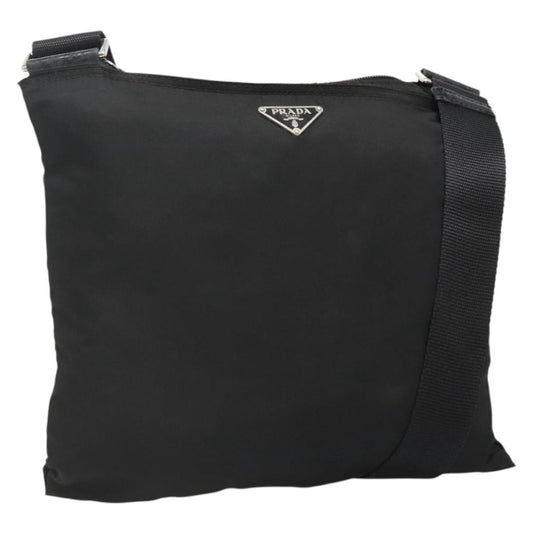 Prada Flat Messenger Bag Tessuto, BLACK, NYLON, Shoulder bag