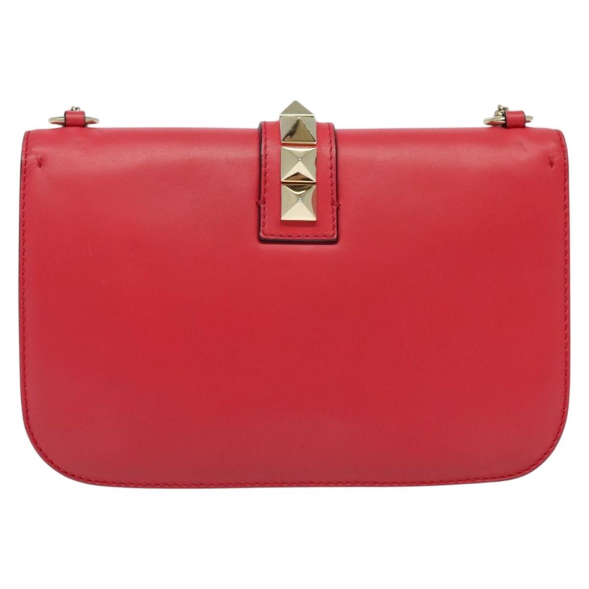 Valentino Garavani Rolling Rockstud Glam Lock Shoulder Bag Leather, PINK, LEATHER, Shoulder bag