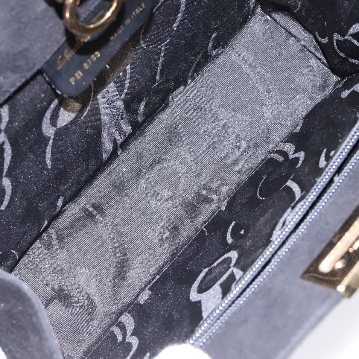 Salvatore Ferragamo Gancini Chain Shoulder Bag Suede, BLACK, SUEDE, Shoulder bag