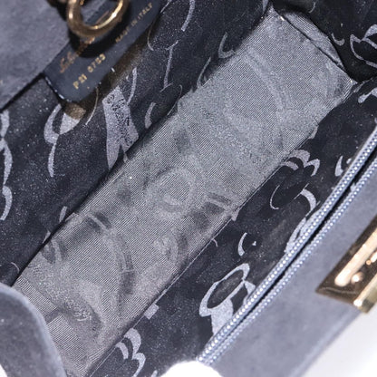 Salvatore Ferragamo Gancini Chain Shoulder Bag Suede, BLACK, SUEDE, Shoulder bag