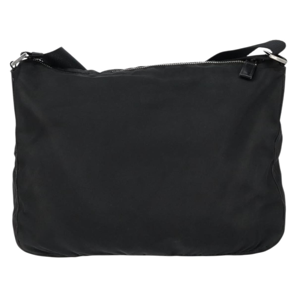 Prada Front Zip Messenger Bag Tessuto, BLACK, NYLON, Shoulder bag