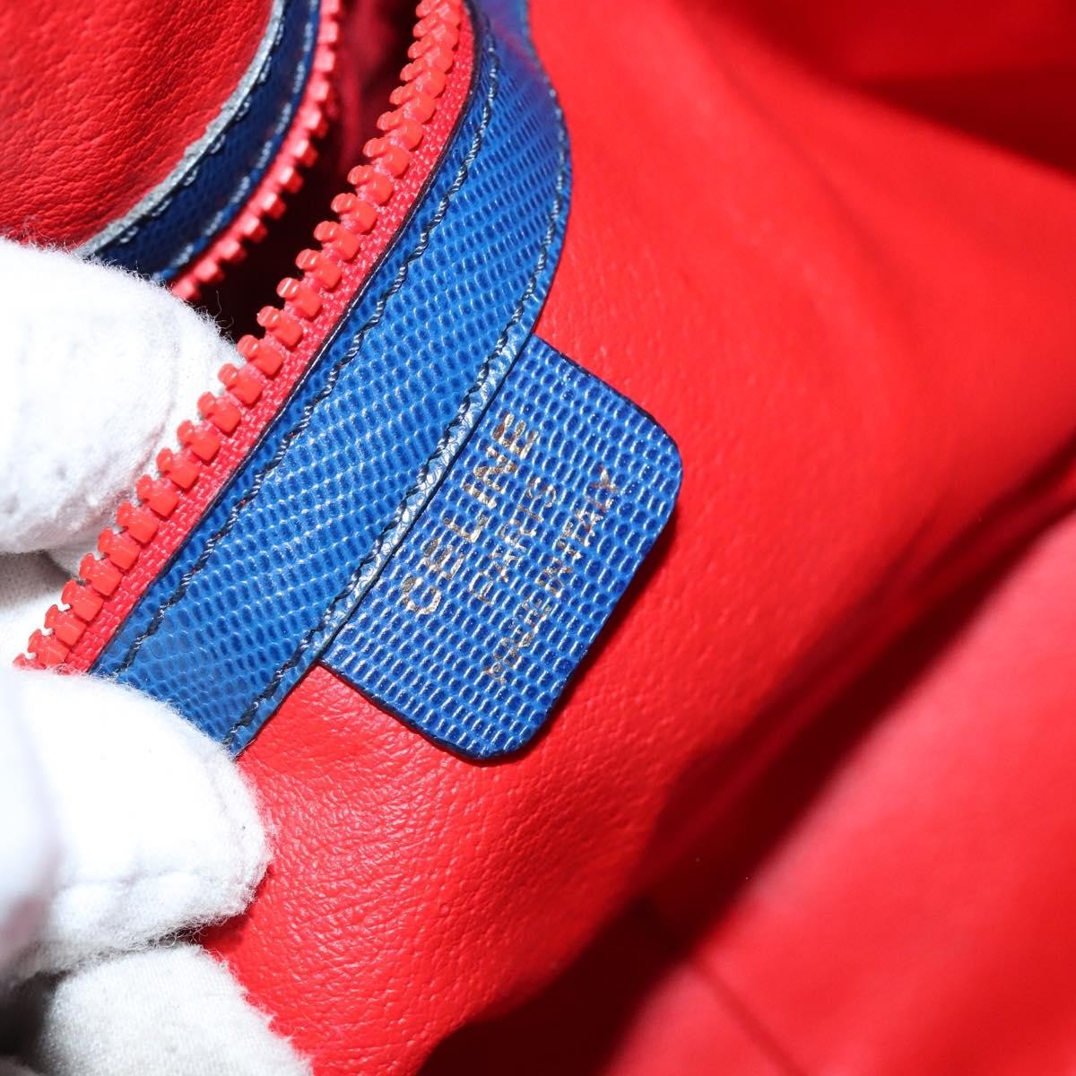 Celine Circle logo Leather, BLUE, LEATHER, Shoulder bag