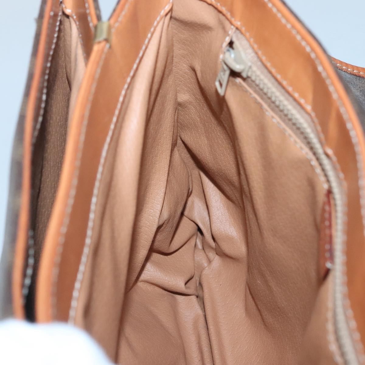 Celine Macadam Handbag Macadam with leather, BROWN, CANVAS, Handbag